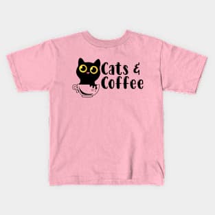 Cats And Coffee Funny Gift For Cats Lover Kids T-Shirt